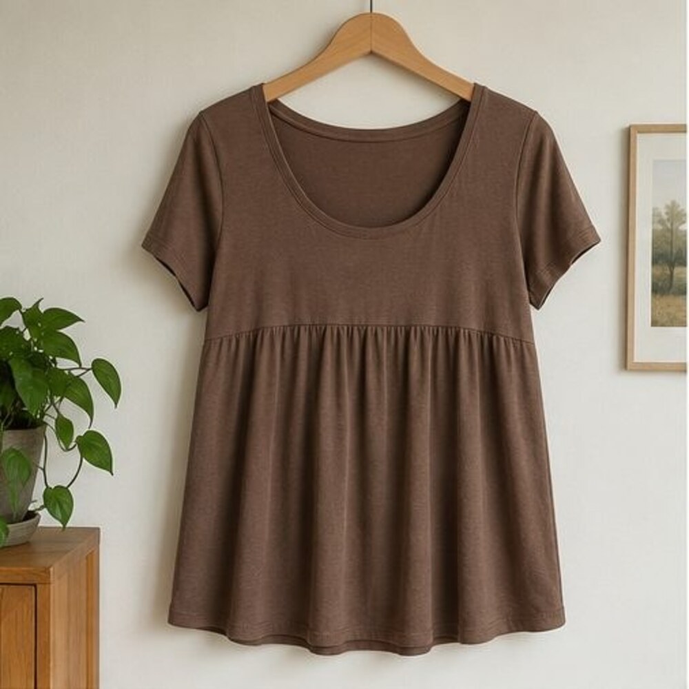 Mocha Scoop Neck Babydoll Top